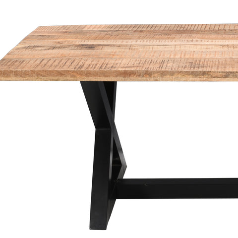 Watter Solid Wood/Metal Rectangular Dining Table - Natural/Black
