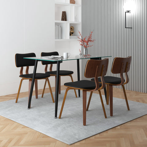 Aadvik/Zosia Metal/Glass/Faux Leather/Wood 5Pc Dining Set - Black Table/Black Chair