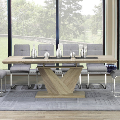 Codena/Modway Select Solids & Veneers/Fabric 7Pc Dining Set - Oak Table/Grey And Light Grey Chair