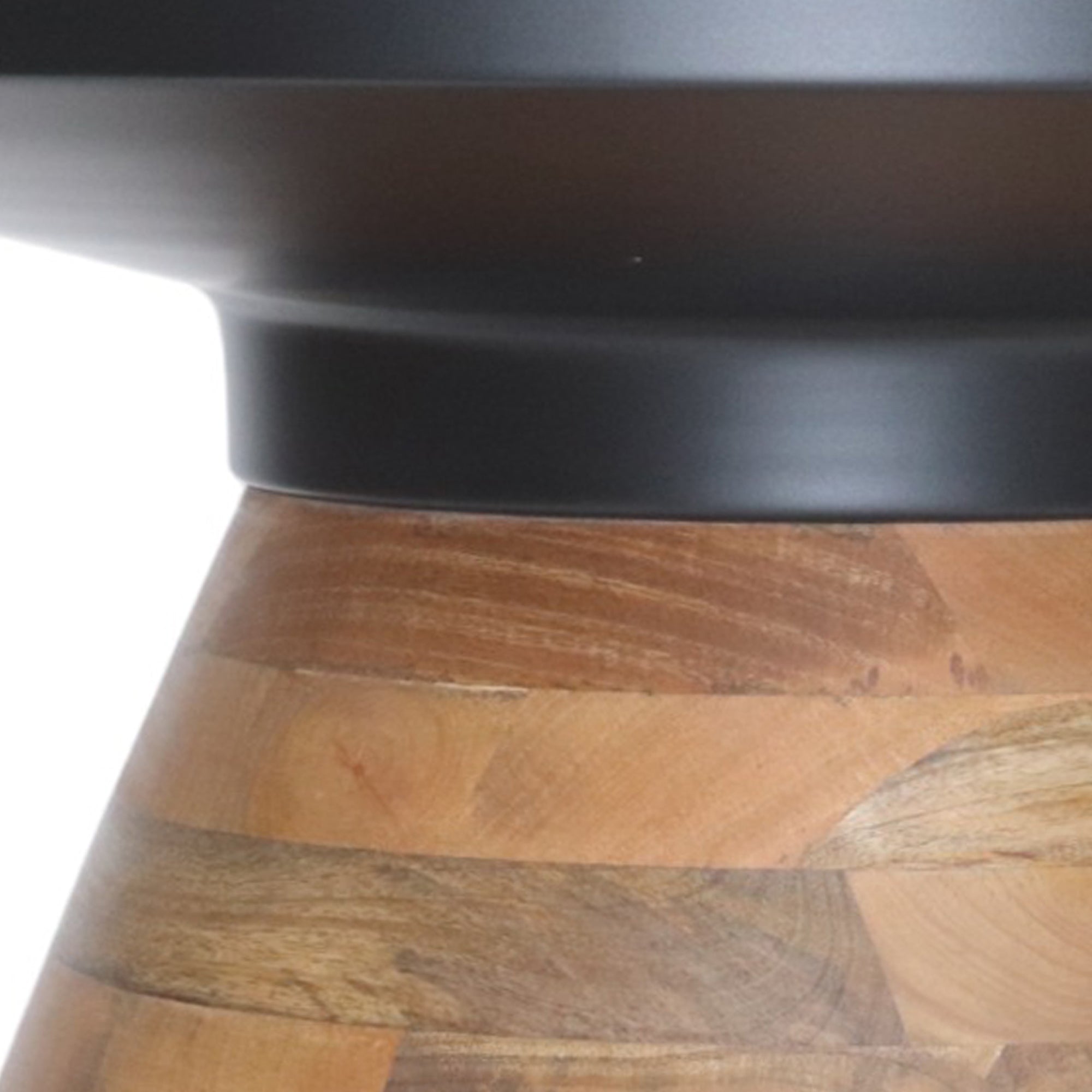 Arki Metal/Solid Wood Round Coffee Table - Black/Walnut
