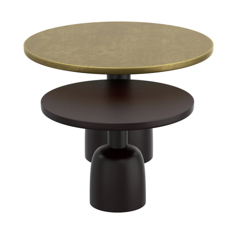 Abdiel Cast Aluminum 2Pc Round Coffee Table Set - Antique Gold/Black