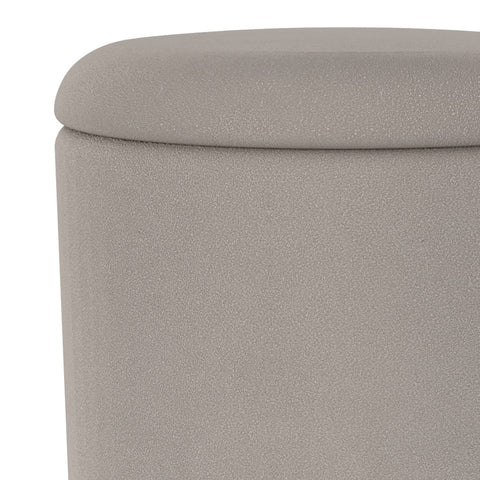 Alawi Fabric Round Storage Ottoman - Warm Grey/Natural