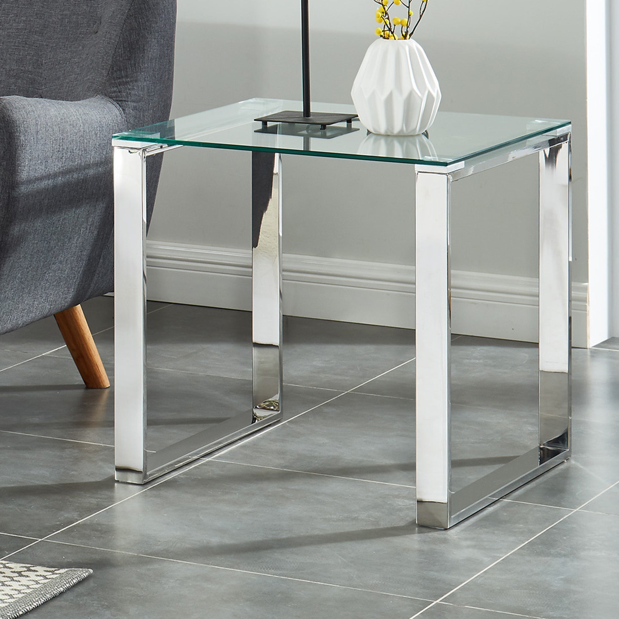 Whittaker Stainless Steel/Glass Accent Table - Silver