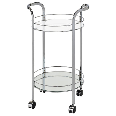 Oakland Metal/Glass 2-Tier Bar Cart - Chrome