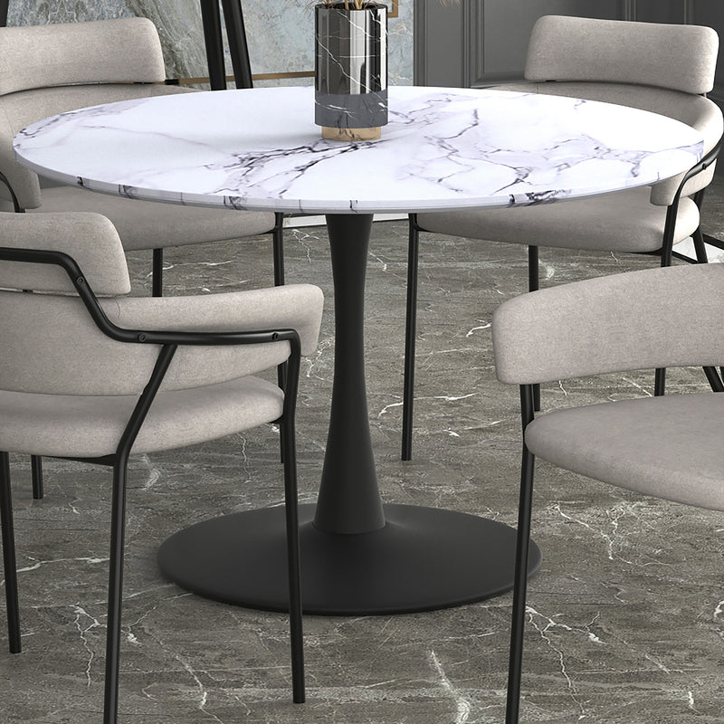 Zilo Dining Table Large - White Faux Marble/Black