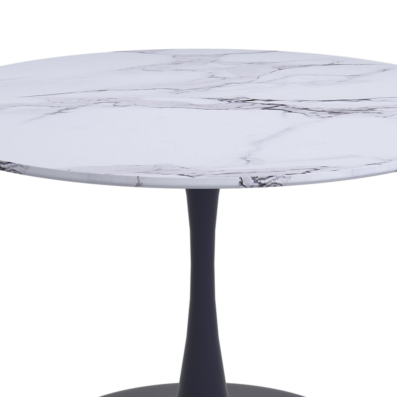 Zilo Dining Table Large - White Faux Marble/Black