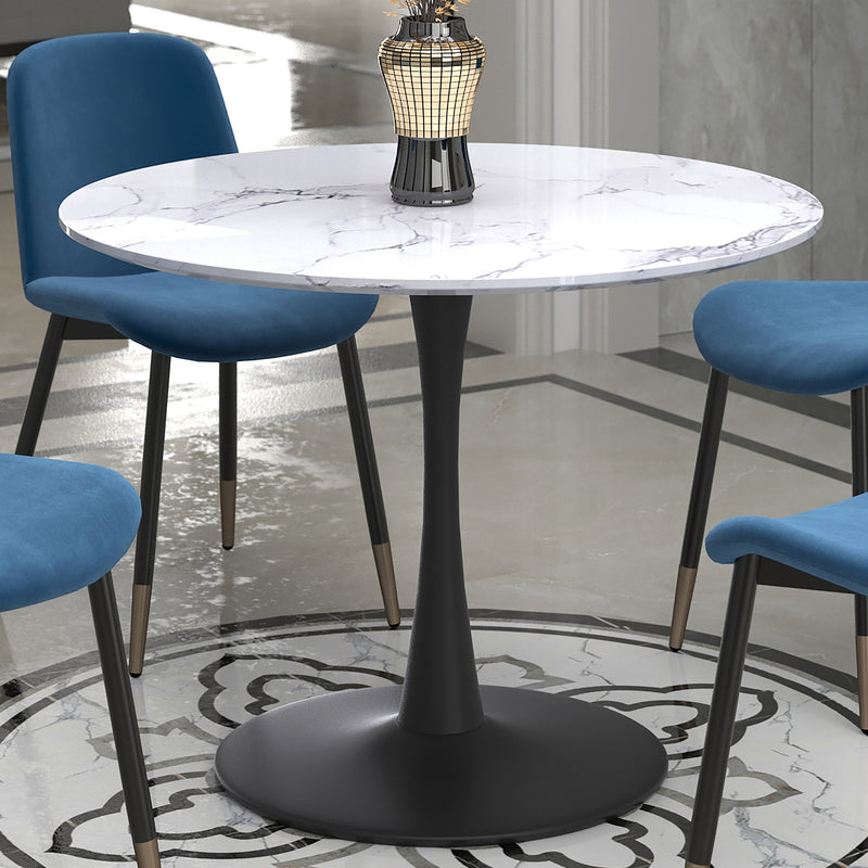 Zilo Dining Table Small - White Faux Marble/Black