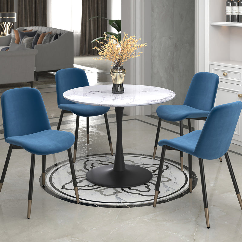 Zilo Dining Table Small - White Faux Marble/Black