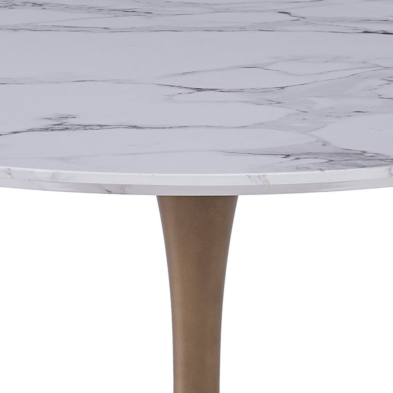 Zilo Dining Table Large - White Faux Marble/Aged Gold