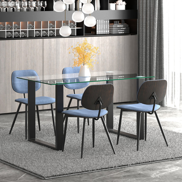 Franco Capri 5Pc Dining Set - Black Table/Blue Chair