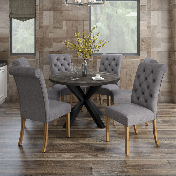Arhan 7Pc Dining Set (Grey Table /Grey Chair)