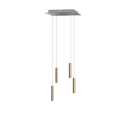 Crux 4 Light Brass Pendant - Square Canopy