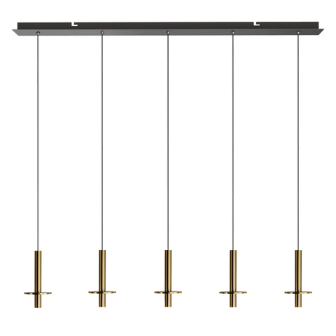 Cetus 5 Light Brass Pendant - Rectangle Canopy