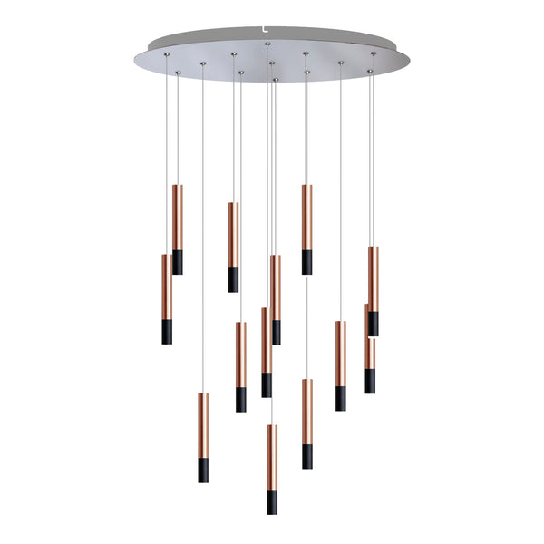 Alya 13 Light Copper-Black Pendant - Round Canopy
