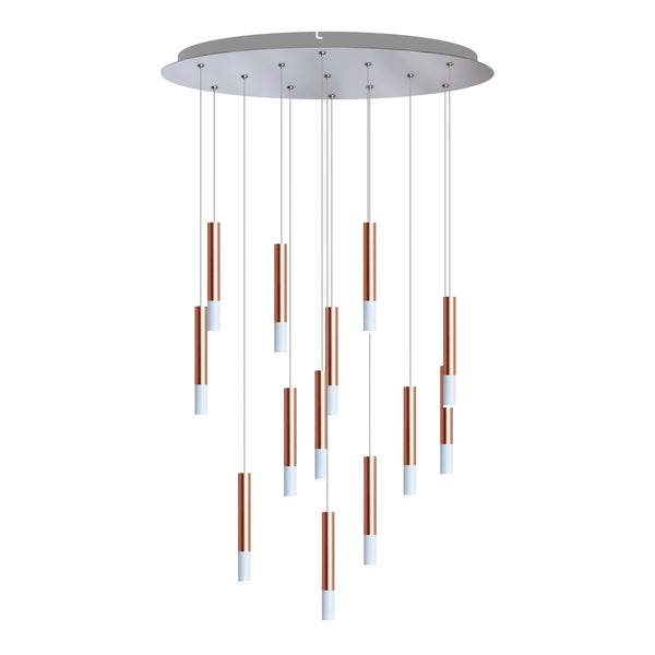 Alya 13 Light Copper-White Pendant - Round Canopy