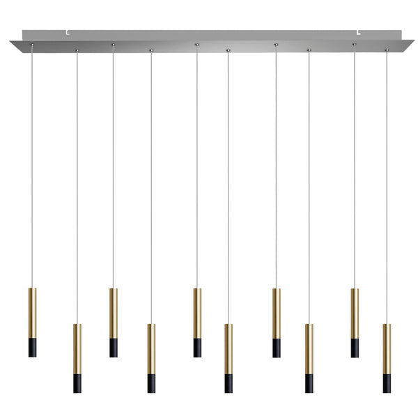 Alya 10 Light Brass-Black Pendant - Long Canopy