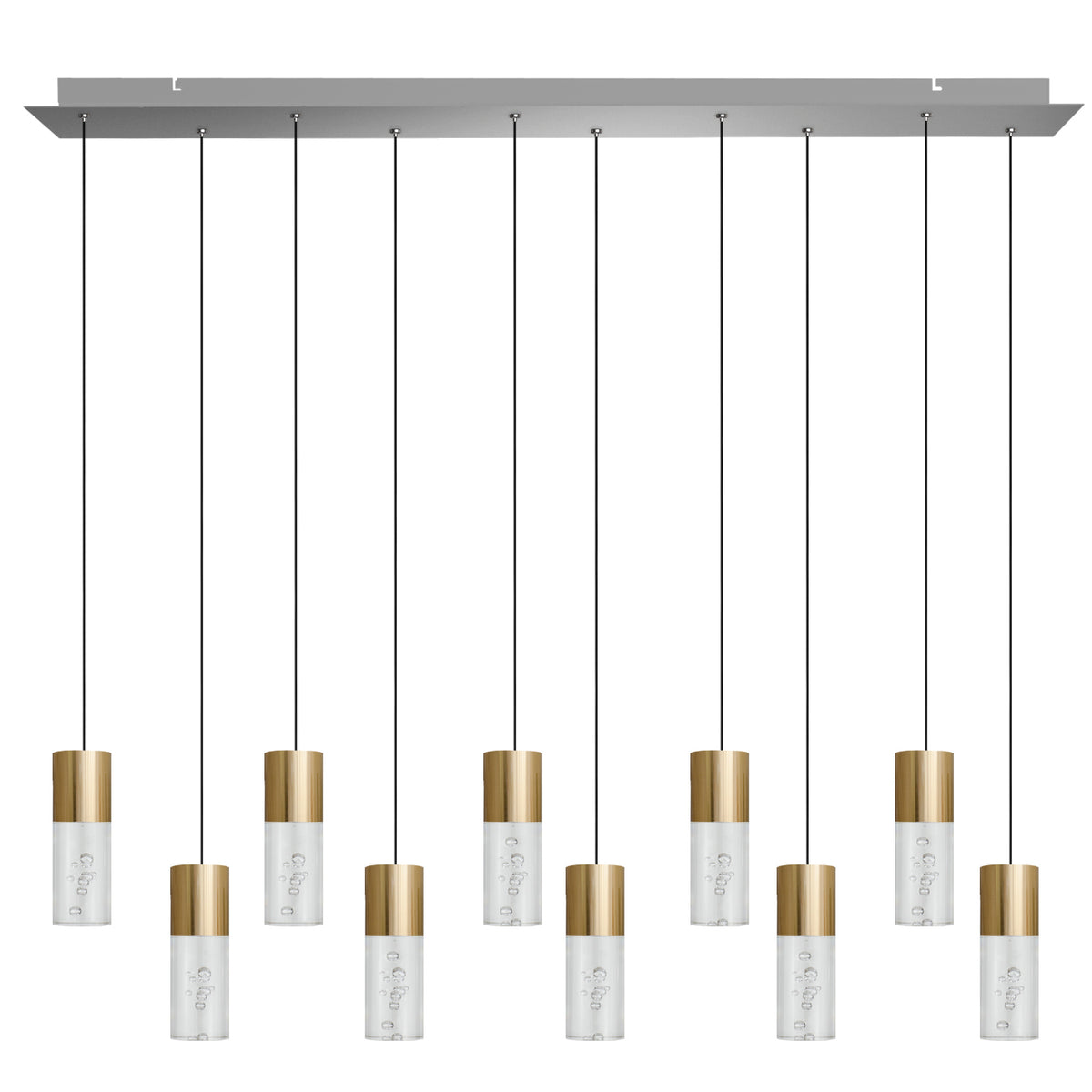Lyra 10 Light Brass Pendant - Long Canopy